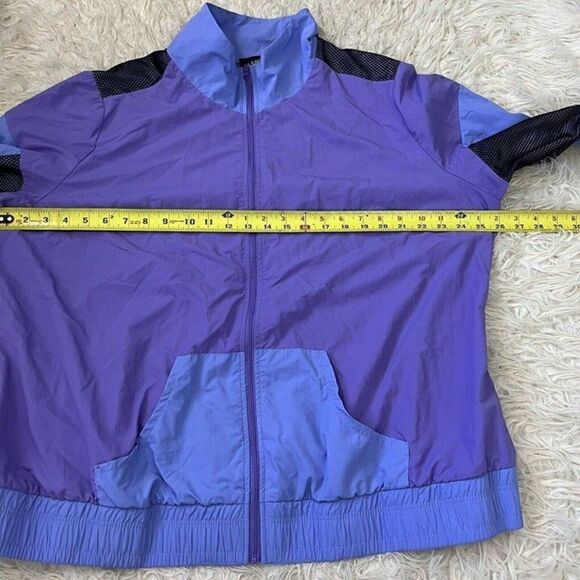 Ashro Womens Plus Size Retro Purple Mesh Nylon Active Lounge Pant and Jacket Set - Picture 9 of 12